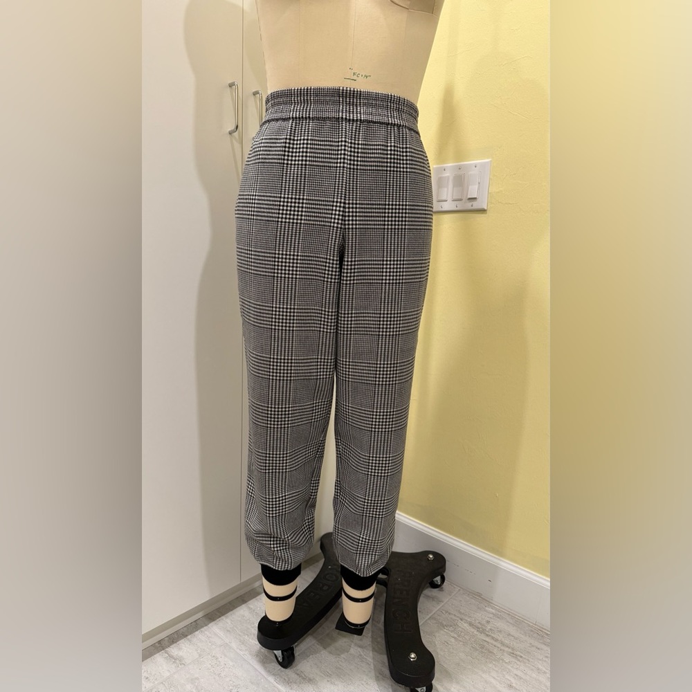 Alice + Olivia Black and White Plaid Pants